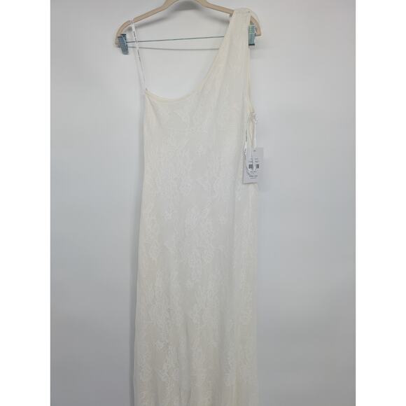 NWT Ronny Kobo Owena One-Shoulder Side-Slit Maxi Gown Size XL Ivory #ND452 - Picture 8 of 13